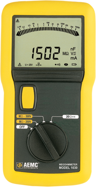 AEMC 1030: Megohmmeter Model 1030 (Digital w/Analog Bargraph, 250V, 500V)