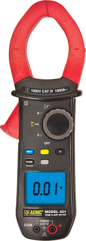 AEMC 401: Clamp-on Meter Model 401 (TRMS, 1000VAC/DC, 1000AAC, Ohms, Continuity, Temperature)