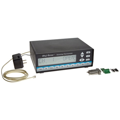 Digi-Sense 69200-00: Scanning Benchtop Thermocouple Thermometer, 12-Channel, Dual Range: -250 to 1800C/-418 to 3272F, Memory: 4680 Samples, 115V